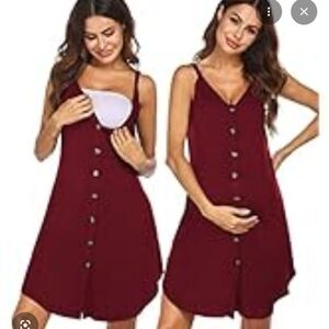 Burgundy Button-Down Dress Small
